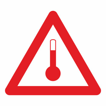 Наклейка «Перевозка при повышенной температуре» (пленка ламинированная, сторона 100 мм)